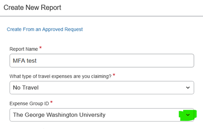 Incorrect expense group selection